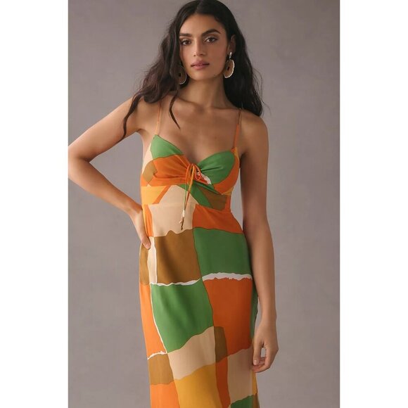 Faithfull The Brand NWT Tempio Midi Dress Costa Smeralda Print Size US 8 - Picture 2 of 10